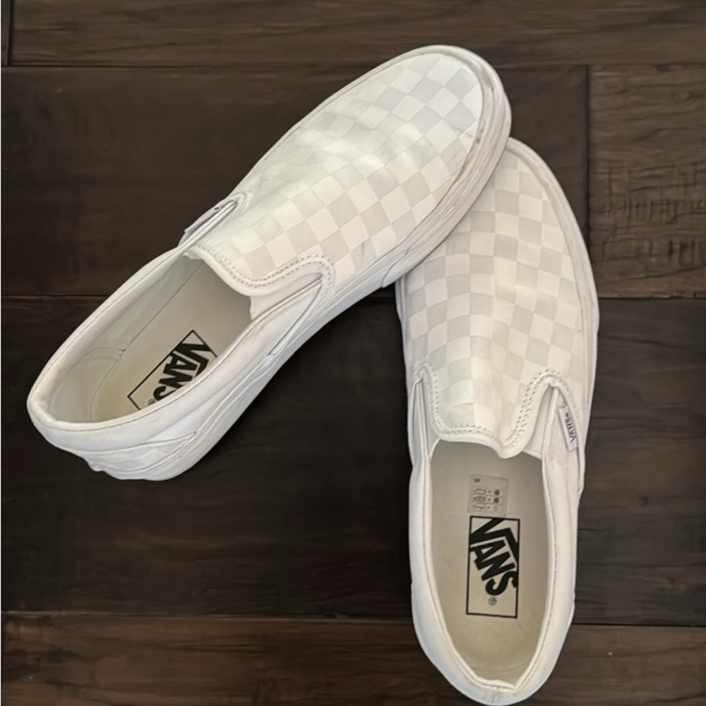 Vans White Checkerboard Slip-On Loafers